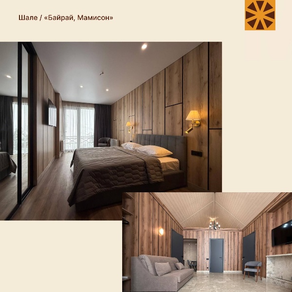 Мамисон растет: что нового? 

Отель «Калак»

На третьем этаже сервис-центра открылся новый отель: 14 номеров от 30 м² с панорамными террасами. В каждом — кофемашина, ортопедический матрас и большой балкон для утреннего кофе. 
И главное: канатная дорога — в 50 метрах. 
Вариант для тех, кто ценит каждую минуту на склоне.

Шале в «Байрай, Мамисон»

К барнхаусам добавились 14 шале по 100 м²: две спальни, гостиная и сауна прямо в номере.
Восстановиться паром не выходя из дома — роскошный максимум после дня в горах.

Ресторан «Байрай Мамисон»

Камин в центре зала, щедрые порции и осетинское гостеприимство.
Здесь завтракают постояльцы шале и барнхаусов, и рады каждому гостю курорта.

И это ещё не всё: ресторан Grand Galabu готовится к открытию уже в феврале.