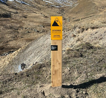 Знак «Осторожно! Крутой склон»